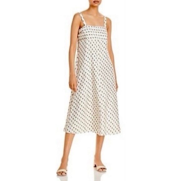 Theory Dresses & Skirts - Theory Floral lkat Print Silk Tie Back Slip Midi Dress Size Medium